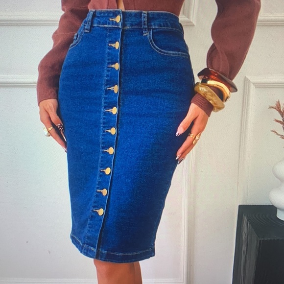 Blue Denim Skirt with blue jeans and a blue skirt for women and women in a dress - Picture 2 of 4